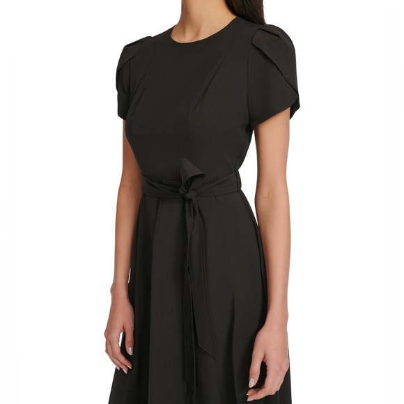 Calvin Klein Tulip Short Sleeve A-Line Midi Dress Black dress Business casual - Picture 3 of 14
